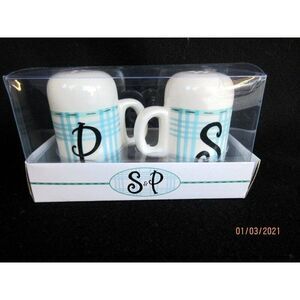 NWT Robert Stanley‎ Blue Truck Handled Salt/Pepper Shakers Blue Stripe